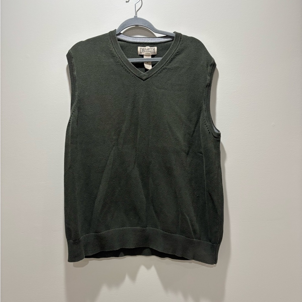 DULUTH • Men’s Hunter Green V Neck Sweater Vest Cotton Nylon Size XL